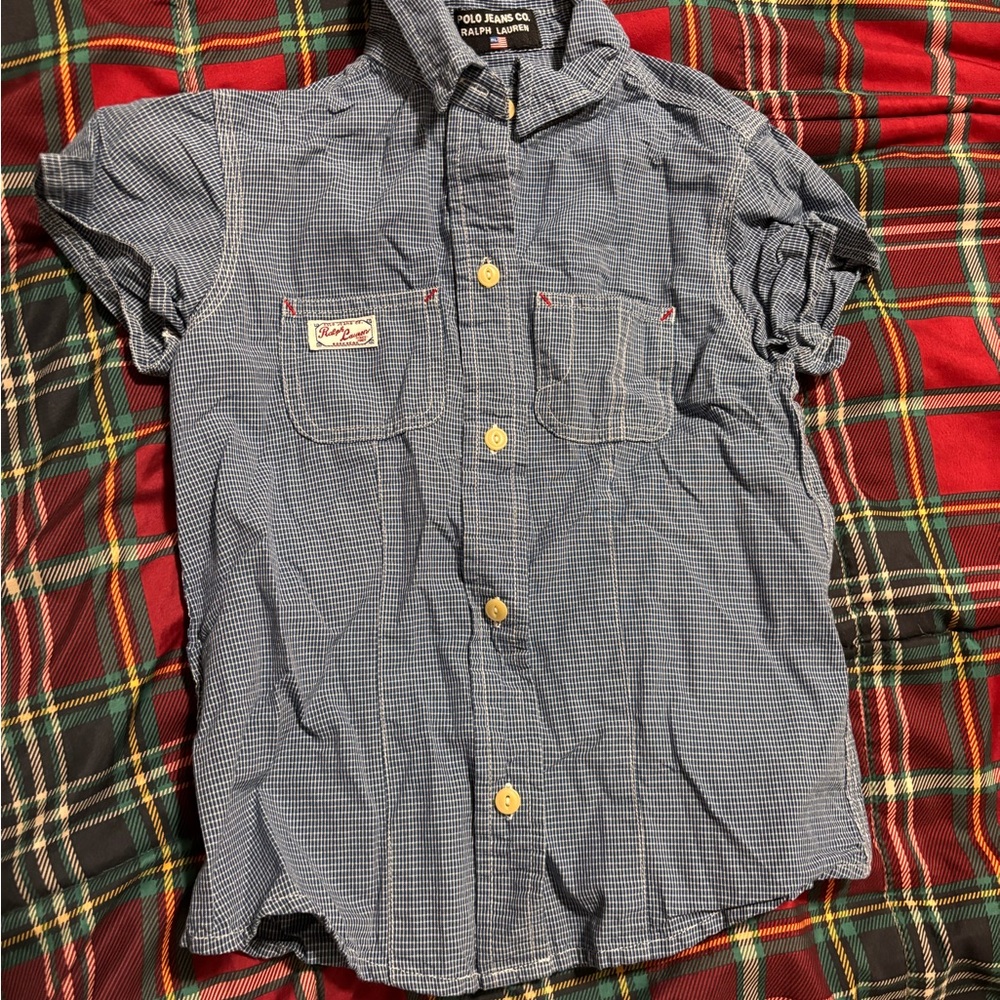 Old Navy Blue Checkered Short Sleeve Shirt